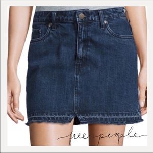 Free People denim 5 pockets distressed mini skirt